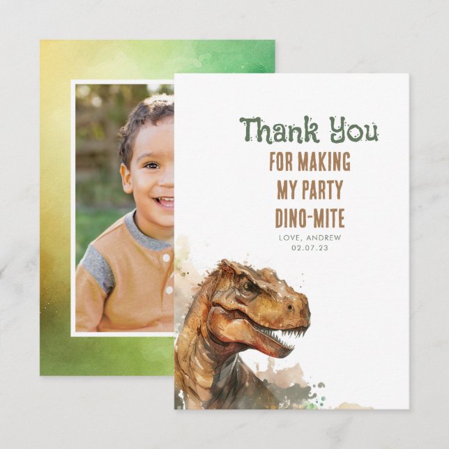 Cartão De Agradecimento Tyronassaurus Rex Dinosaur Aniversário Obrigado Fo (Frente/Verso)