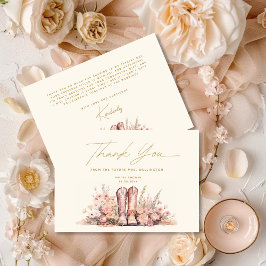 Cartão De Agradecimento Últimos Boots Rodeio Floral Chuveiro de Noiva Caub