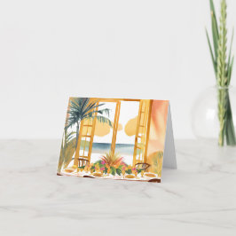 Cartão De Agradecimento Um Banquete de Ação de Graças em um panorama tropi