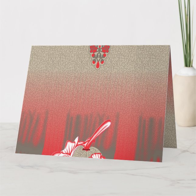 Cartão De Agradecimento um cachecol vermelho e bege com uma fotografia de  (Verso)