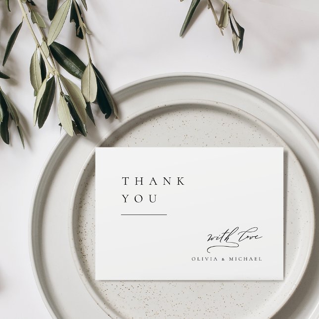 Cartão De Agradecimento Um Casamento Moderno Da Tipografia Simplesmente El (Simply Elegant Typography Modern Wedding Thank You Card)