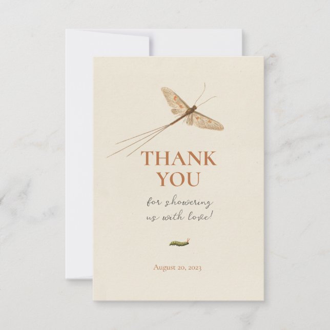 Cartão De Agradecimento Um Chá de fraldas de Inseto de Amor Bonito Obrigad (Frente)