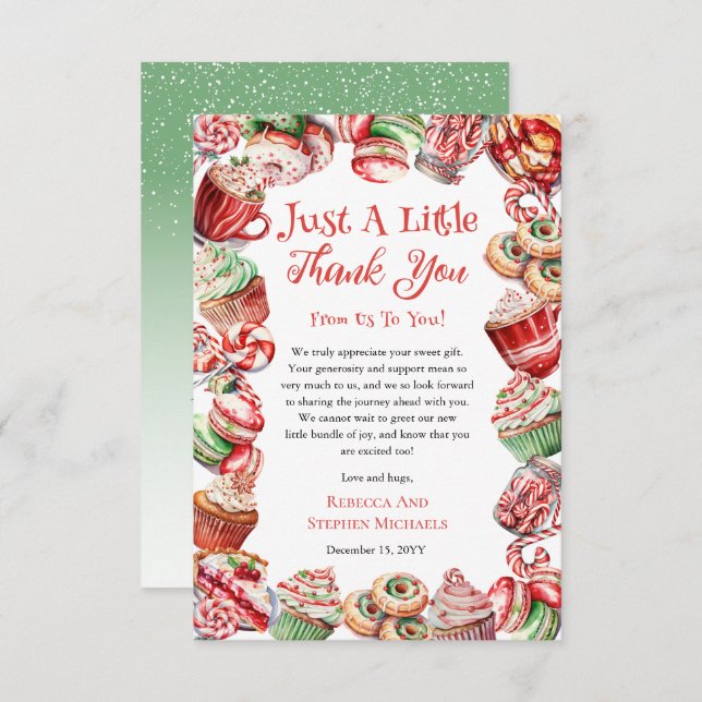 Cartão De Agradecimento Um Chá de fraldas Doce De Frame De Bebê (Frente/Verso)