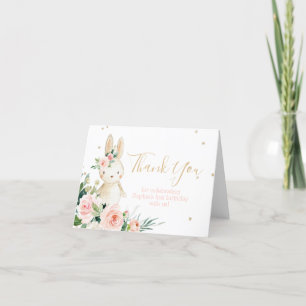 Cartão De Agradecimento Um coelhinho está virando um primeiro aniversário