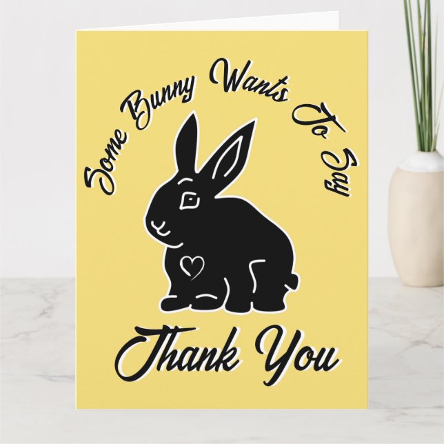 Cartão De Agradecimento Um coelhinho quer dizer obrigado Macaroon Yellow (Frente)