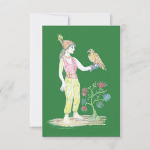 Cartão De Agradecimento Um desenho a lápis de cor de uma mulher