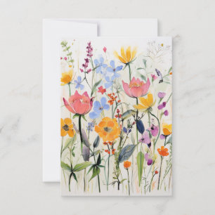 Cartão De Agradecimento Um desenho floral caprichoso, flores silvestres