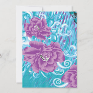Cartão De Agradecimento Um design têxtil vibrante com roxo e turq