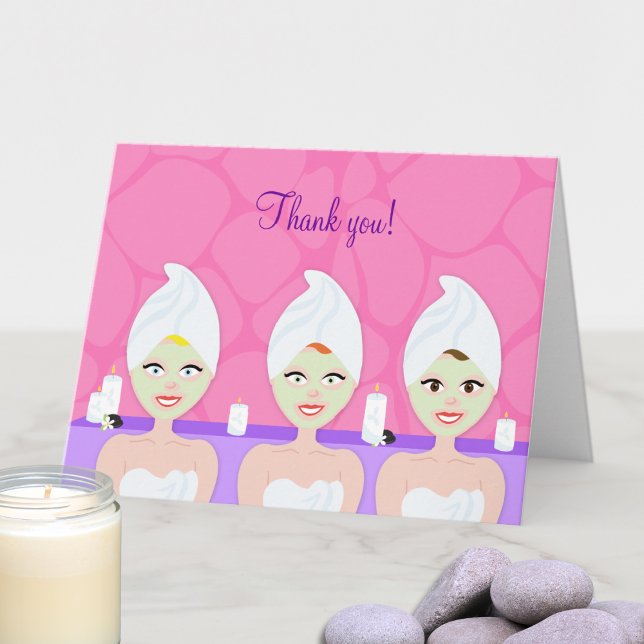 Cartão De Agradecimento Um dia no Spa Party Girls Night Out Obrigado (Spa Day Girls Day Out Folded Thank You Cards)
