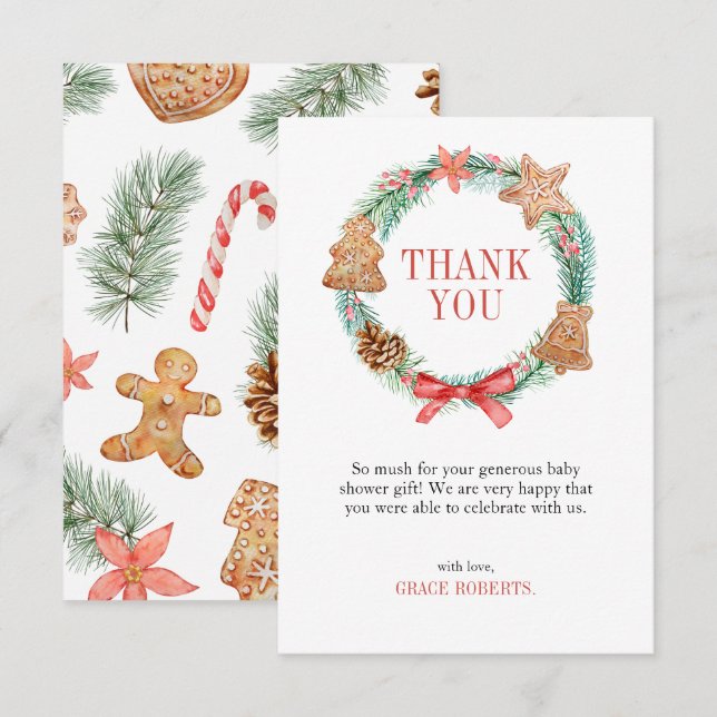 Cartão De Agradecimento Um Docinho Está A Caminho Chá de fraldas Obrigado (Frente/Verso)