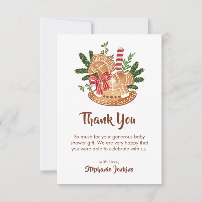 Cartão De Agradecimento Um Docinho Está A Caminho Do Chá de fraldas (Frente)