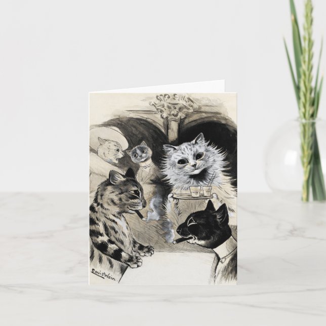 Cartão De Agradecimento Um encontro em Florian's por Louis Wain (Frente)