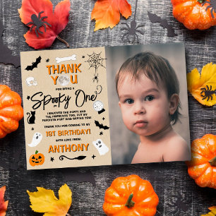 Cartão De Agradecimento Um Espantoso! Foto de 1º Aniversário de Halloween