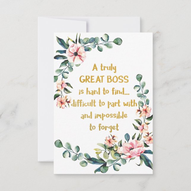 Cartão De Agradecimento Um excelente de chefe, um Obrigado de presentes (Frente)