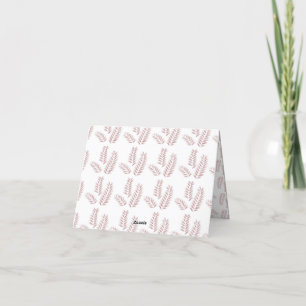 Cartão De Agradecimento um fundo branco com folhas rosa sobre ele