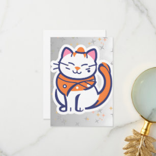 Cartão De Agradecimento Um gato de tuxedo branco e rosa muito feliz Flat T