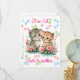Cartão De Agradecimento Um Gato Leva Outro - Gatinho e Flores Cutes (Frente/Verso In Situ)