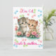 Cartão De Agradecimento Um Gato Leva Outro - Gatinho e Flores Cutes (Em pé/Frente)