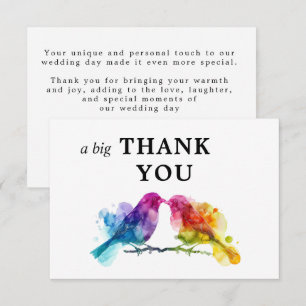Cartão De Agradecimento 🌈 Um grande obrigado LGBTQ+ Rainbow Lovebird