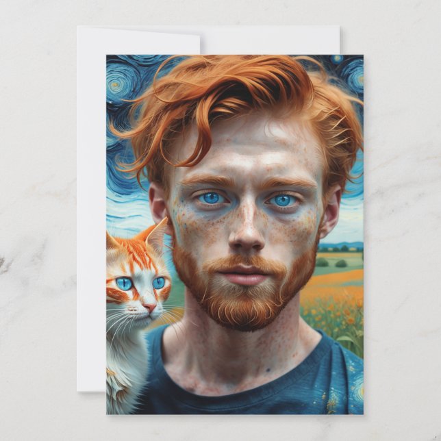 Cartão De Agradecimento Um jovem bonito, com o cabelo vermelho natural (Frente)