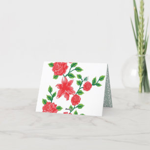 Cartão De Agradecimento um monte de flores vermelhas num fundo branco