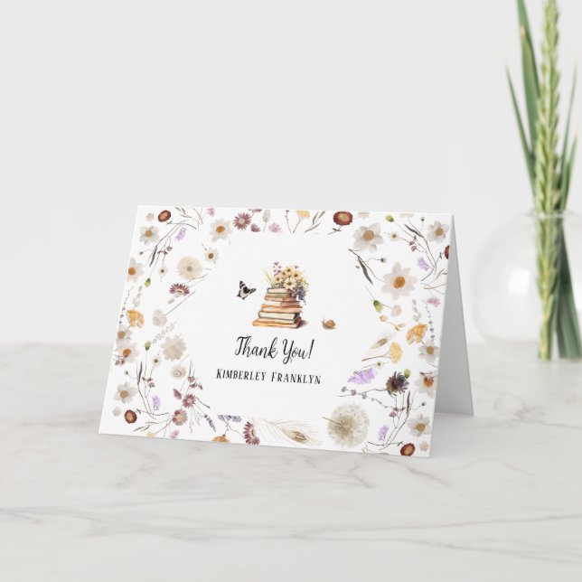 Cartão De Agradecimento Um novo capítulo Chá de fraldas Storybook Wildflow (Frente)