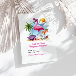 Cartão De Agradecimento Um ou Dois Graus Mais Quente Graduação do Flamingo