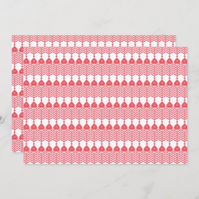 Cartão De Agradecimento Um padrão geométrico vermelho e rosa com interlo (Frente/Verso)