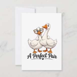 Cartão De Agradecimento Um Par Perfeito Design de Patos Fofos e Amor