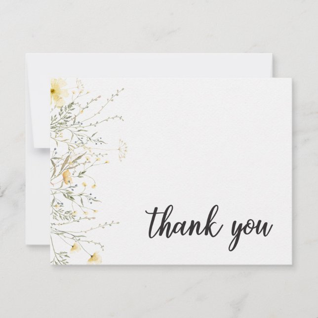 Cartão De Agradecimento Um Pequeno Chá de fraldas Amarelo De Flor Selvagem (Frente)