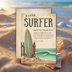Cartão De Agradecimento Um pequeno Chá de fraldas de Surfer Vintage