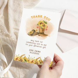 Cartão De Agradecimento Um pequeno Chá de fraldas Neutro Ocidental Cowboy