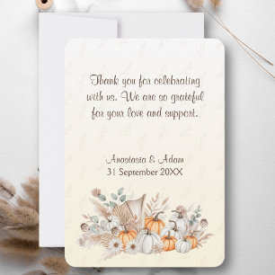 Cartão De Agradecimento Um Pequeno Chá de fraldas Pumpkin Boho