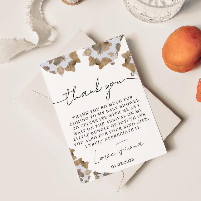 Cartão De Agradecimento Um Pequeno Cowboy está a caminho (cowboy themed thank you card for western baby shower)