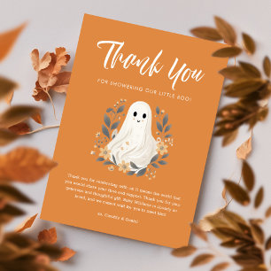 Cartão De Agradecimento Um Pequeno Fantasma Boo Halloween Chás de Bebê Obr