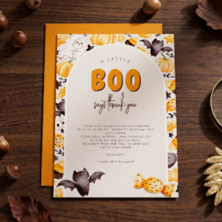 Cartão De Agradecimento Um Pequeno Fantasma de Abóbora de Halloween Baby S