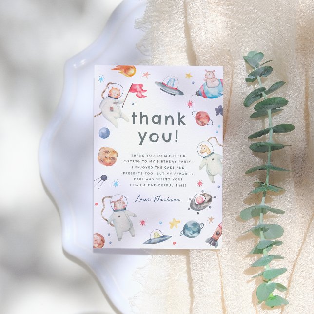 Cartão De Agradecimento Um pequeno passo | Festa de primeiro aniversario d (Criador carregado)