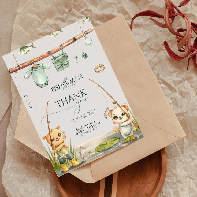 Cartão De Agradecimento Um Pequeno Pescador Está Vingando De Chá de fralda (Criador carregado)