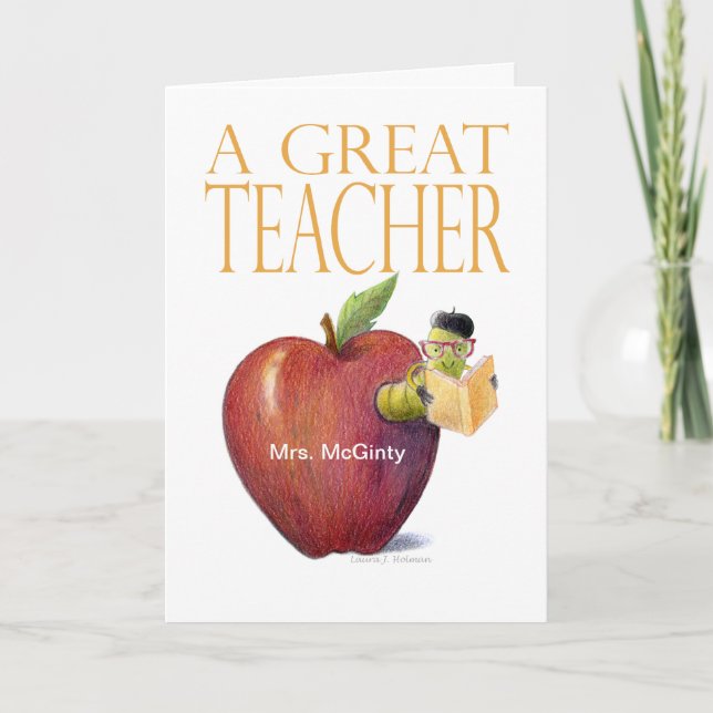 Cartão De Agradecimento Um professor de Excelente Agradece seu worm na App (Frente)