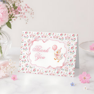 Cartão De Agradecimento Um Silly Goose Coquette Rosa Floral 1º Aniversário