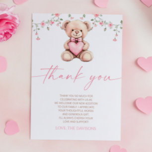 Cartão De Agradecimento Um Ursinho Teddy Rosa Pequeno Querido Churrasco de