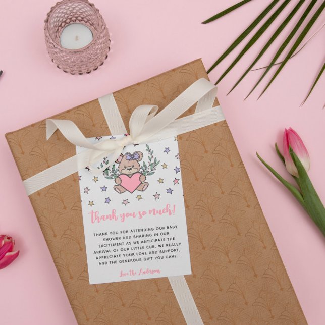 Cartão De Agradecimento Um Urso Rosa Que Pensou Chá de fraldas Obrigado (Criador carregado)