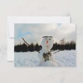 Cartão De Agradecimento Um verdadeiro Snowman e uma fotografia da paisagem