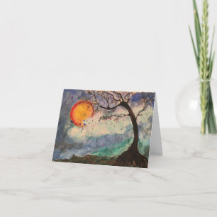 Cartão De Agradecimento Uma arte de aquarela de Árvore de Desejo