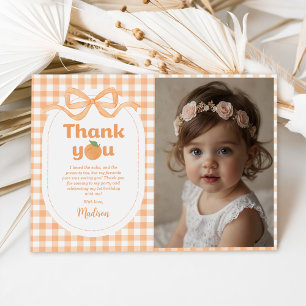 Cartão De Agradecimento Uma Doce Menina Pêssego Foto de 1º Aniversário