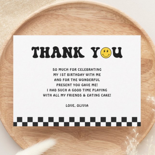 Cartão De Agradecimento Uma festa de primeiro aniversario do Cara Feliz (Criador carregado)