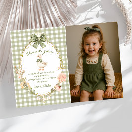 Cartão De Agradecimento Uma Foto de Aniversário Gingham de um Ganso Bobo
