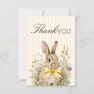Cartão De Agradecimento Uma linda pequena coelhinha floral com laço amarel