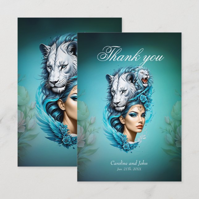 Cartão De Agradecimento Uma mulher cativante com uma cabeça majestosa de l (Frente/Verso)