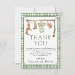 Cartão De Agradecimento Uma pequena caçadora está a caminho Chá de Bebê